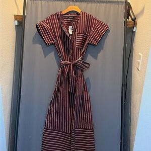 Banana Republic Burgundy and White Striped Maxi Dress
